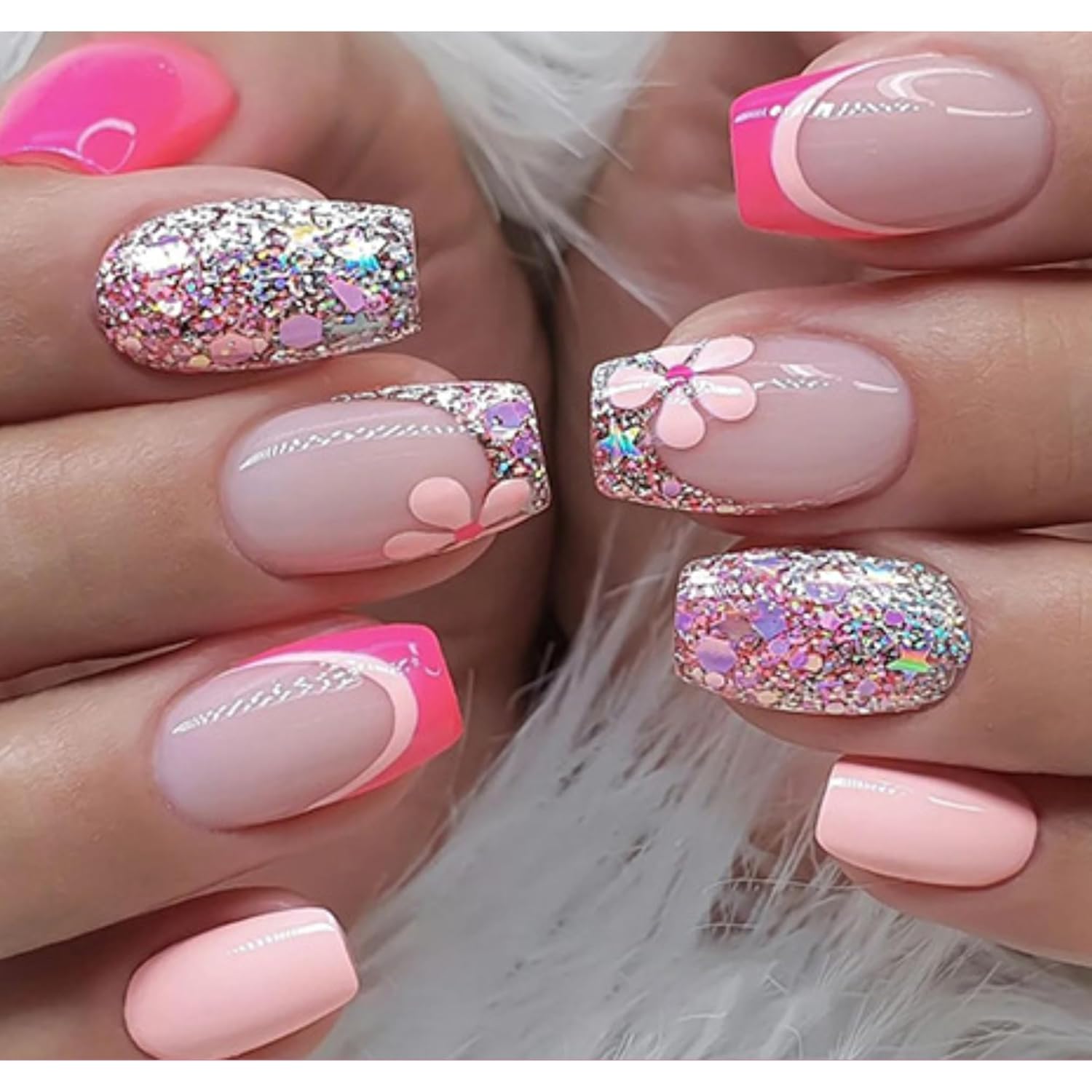 24pcs Stick-on Nails set, with Easy Glue Tab application, Nails are Reusable & Unbreakable (W1269)