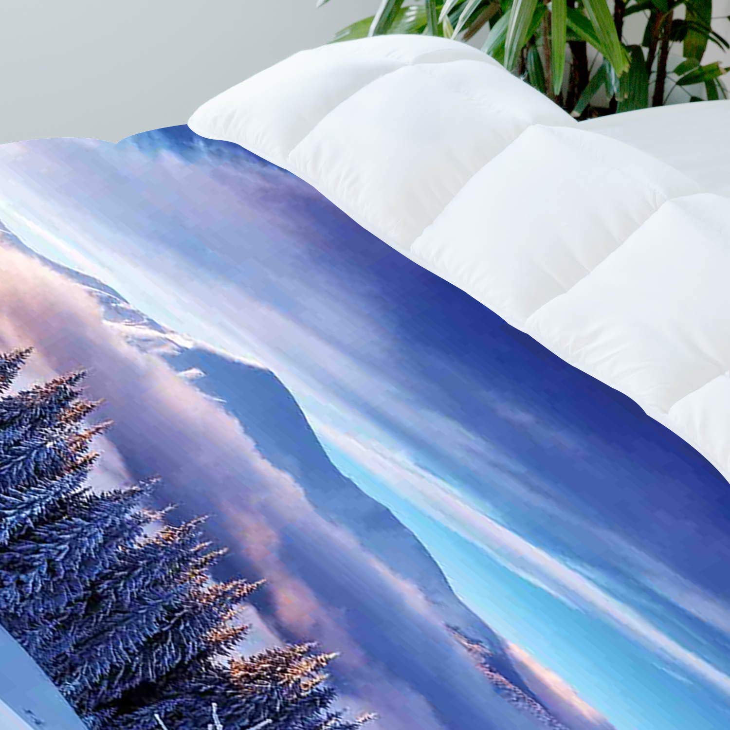 Copripiumino Erosebridal 100% Cotone – Letto Matrimoniale, 228x228 Cm, Con Paesaggio Invernale, Federe Incluse, Biancheria Morbida E Traspirante