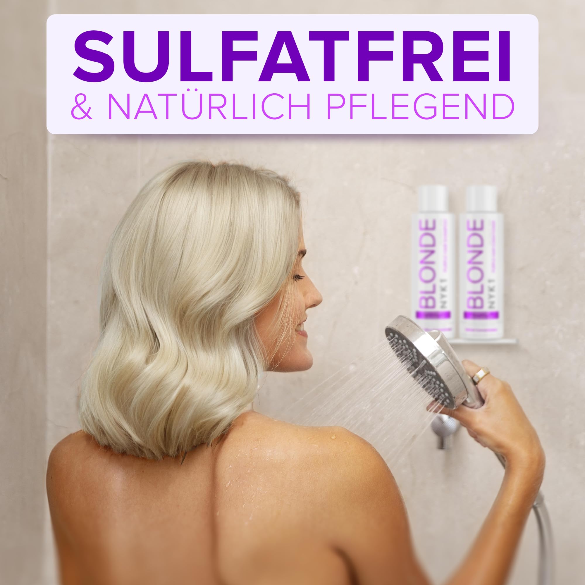 NYK1 NO MORE BRASS Lila Haarshampoo & Spülung Set | 500ml x2 | Blondes Shampoo und Spülung Set für Blondiertes, Coloriertes und Gesträhntes Haar - Neutralisiert Gelb und Messingtöne