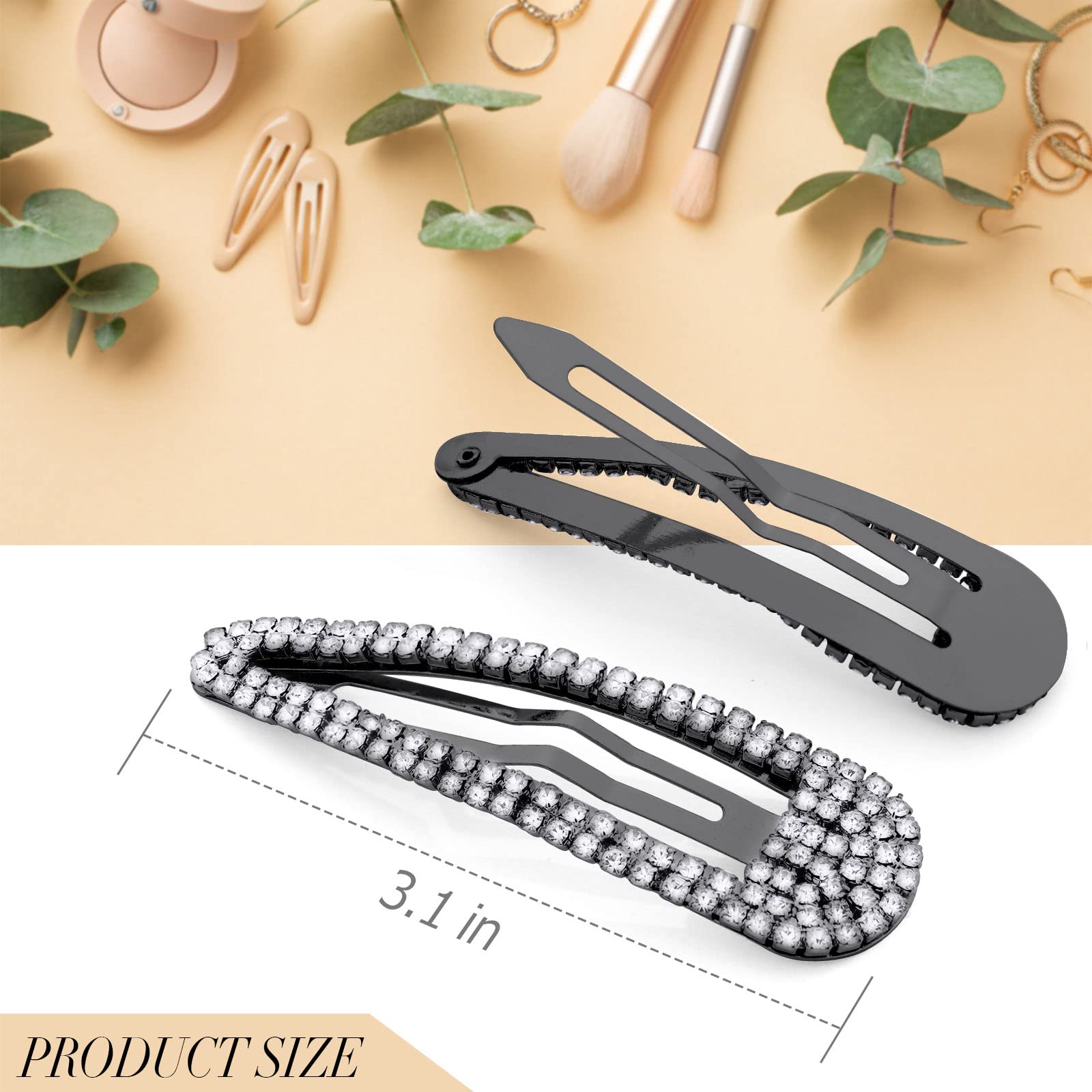 KANPRINCESS 2Pcs 3.1 inch Hair Pins Set Geometric Hair Clips Metal Hair Pin Amazon.com : KANPRINCESS Hair Clip, 2Pcs 3.1Inch Rhinestone  main image 2