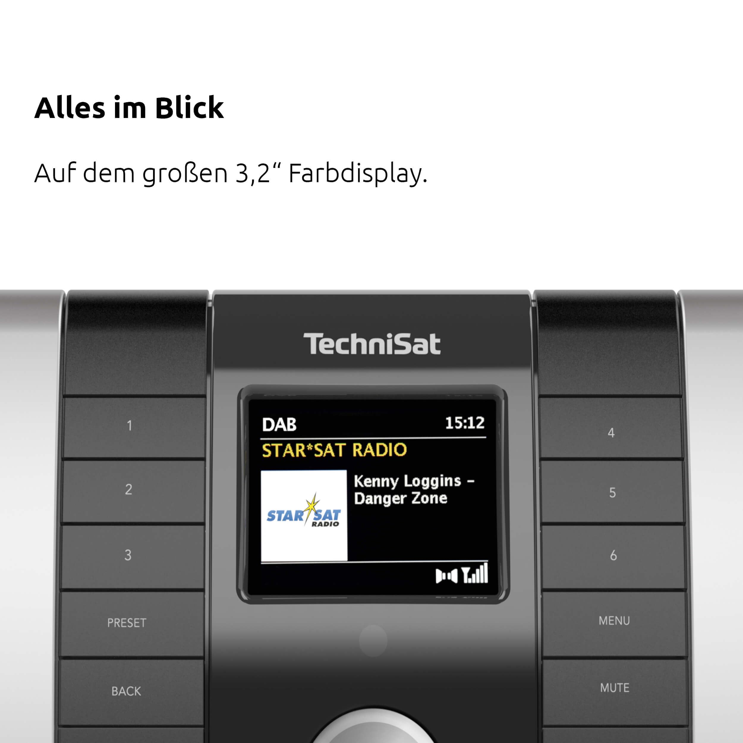 TechniSat MULTYRADIO 4.0 SE - Internetradio (WLAN Radio, DAB+, UKW, Spotify, Bluetooth, CD-Player, USB, Farbdisplay, 2 x 10 Watt Stereo Lautsprecher) Schwarz/Silber