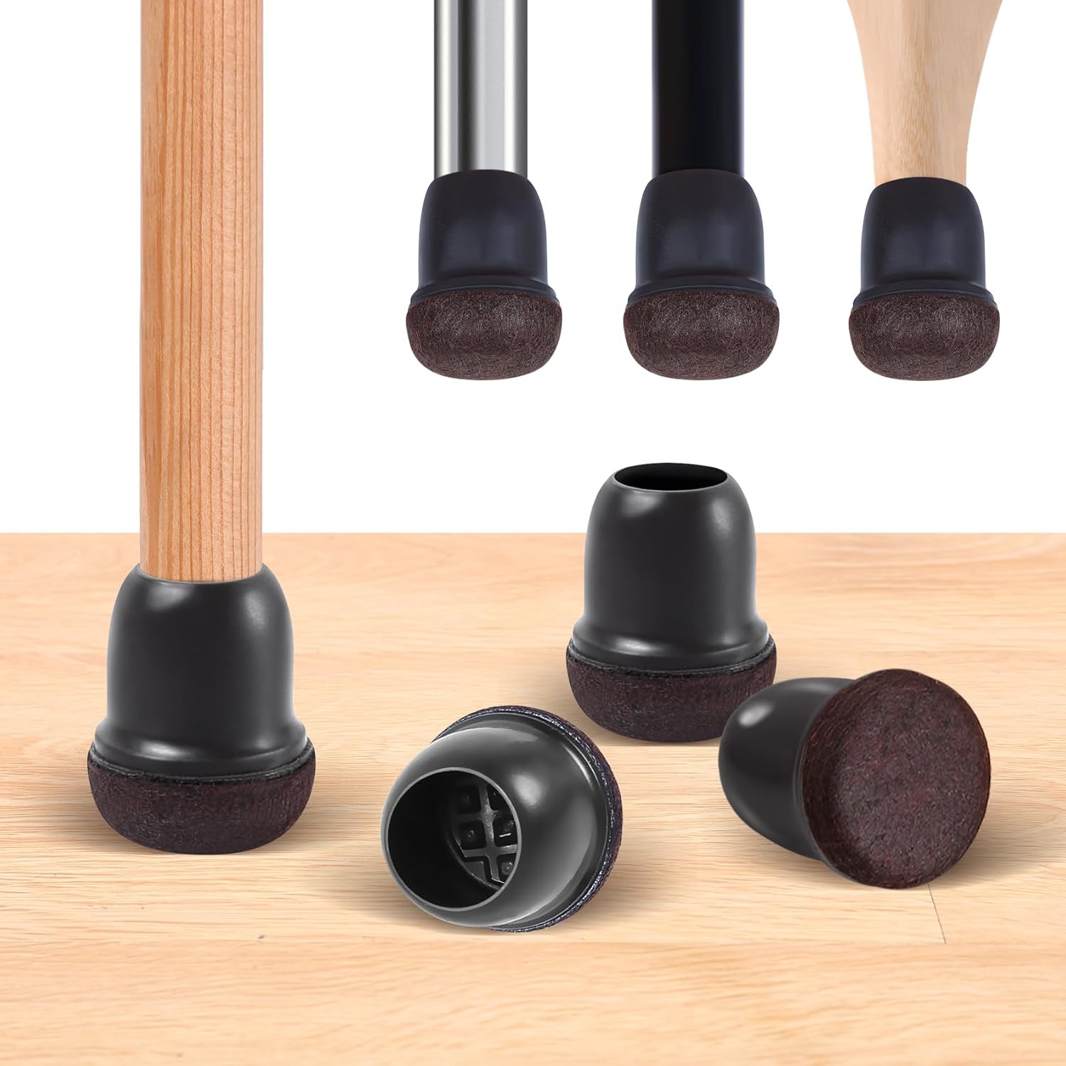 16 PCS Extra Small Chair Leg Floor Protectors for Hardwood Floors, 360