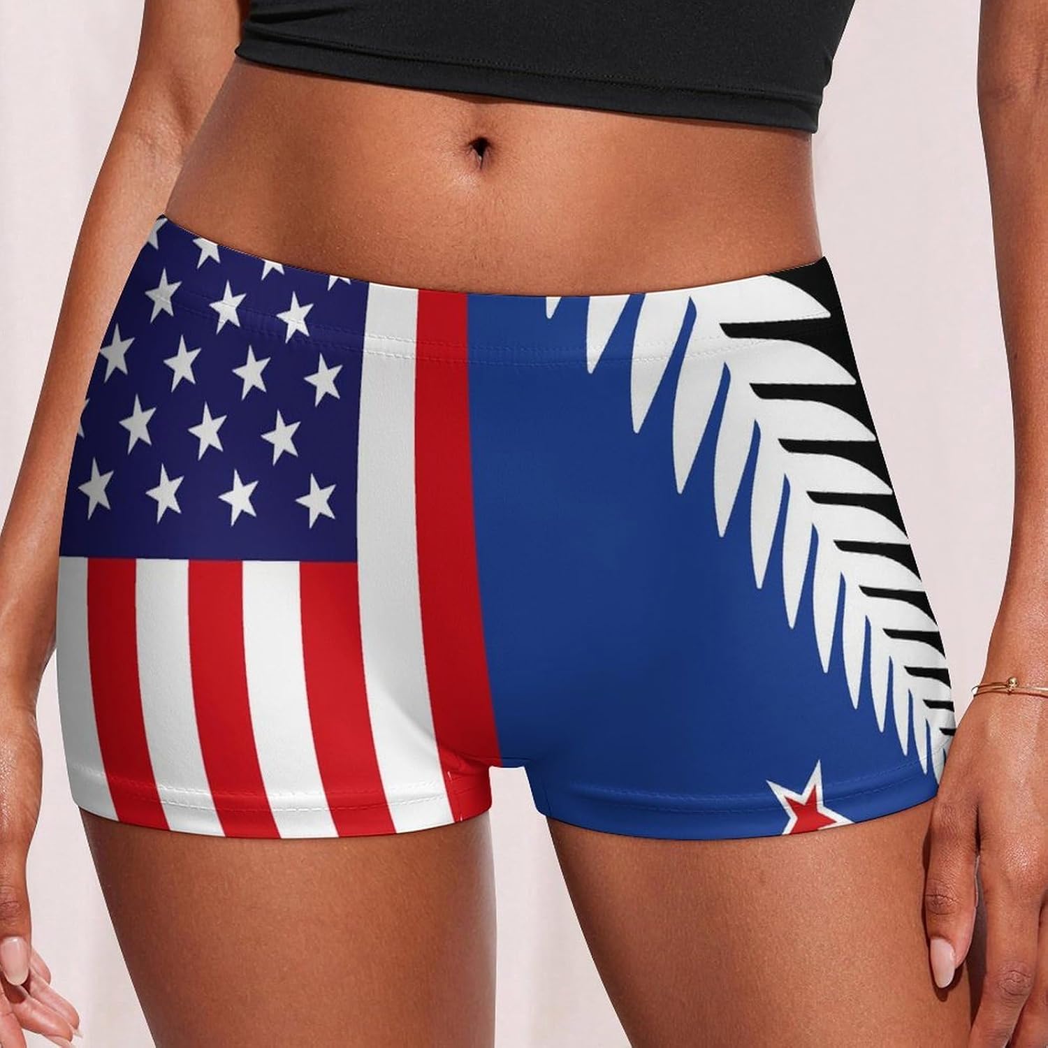 New Zealand1 & US Flag Fashion Women's Boxer Briefs Breathable Underpants Trunks Stretch Underwear