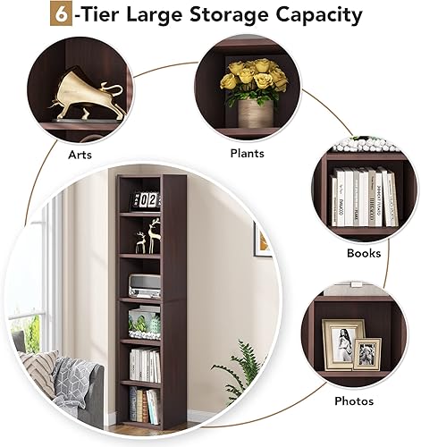 Miniatura 6 de LITTLE TREE Estantería estrecha de 70.9 pulgadas de alto, estantería esquinera de 6 niveles, organizador de almacenamiento para espacios pequeños,