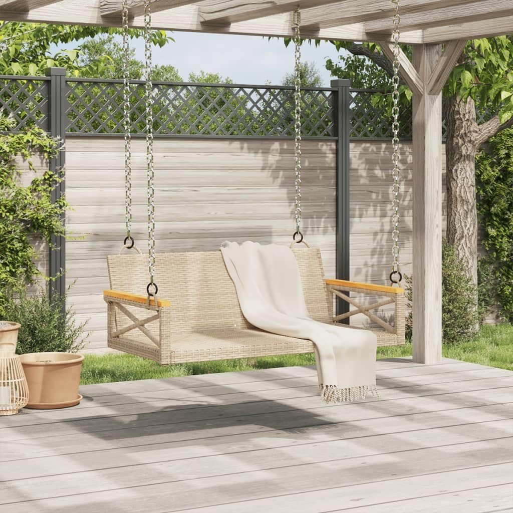 ShGaxin Banco Columpio de ratán sintético Beige 109x62x40 cm, Columpio Jardin Exterior, Balancin Jardin Exterior, Muebles Jardin Exterior, Balancin Balcon - 368154