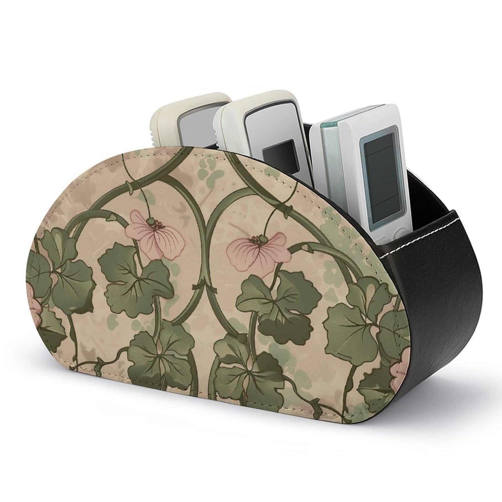 Support de télécommande motif feuilles de vigne et fleurs pour rangement de bureau