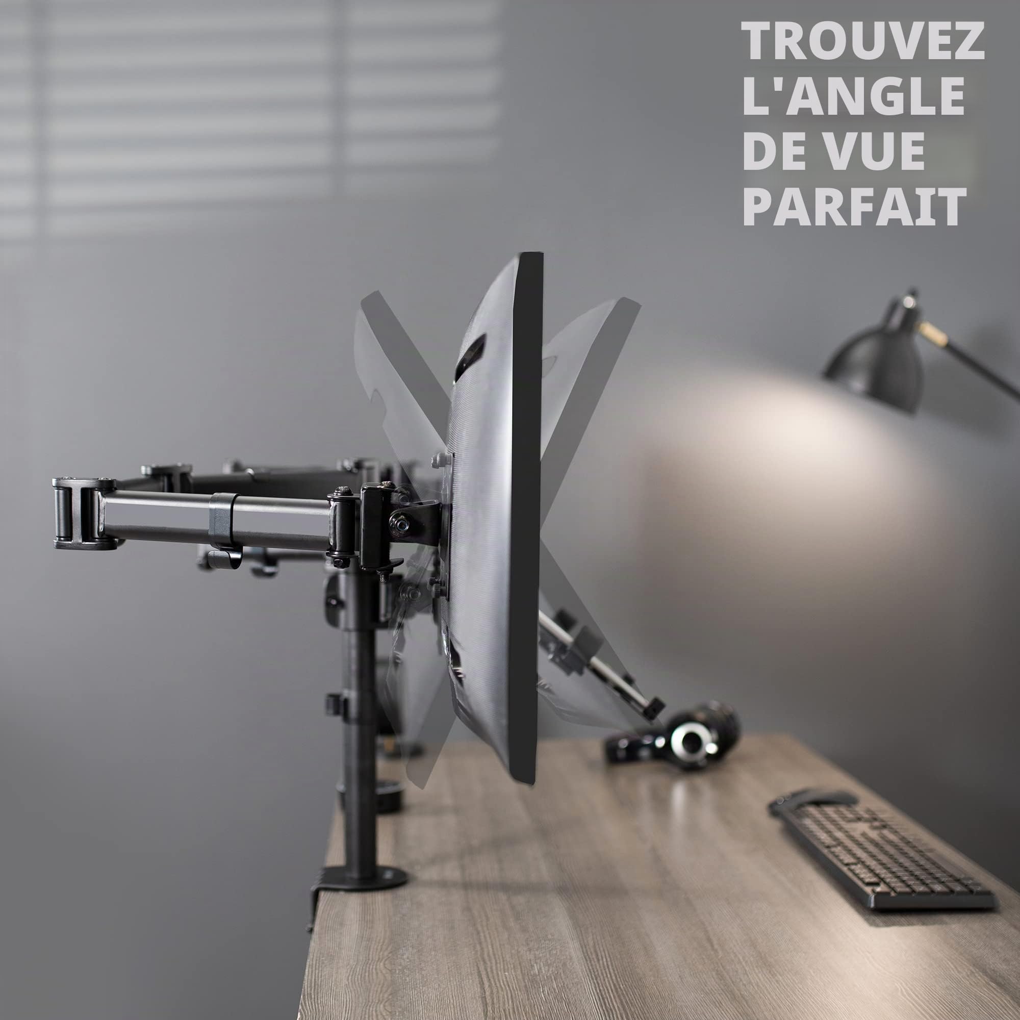 Vivo Support Double écran + Support pour Ordinateur Portable de 13 à 27" et Ordinateurs Portables de 10 à 15,6", Triple écran, Bras articulés, Noir, STAND-V013L