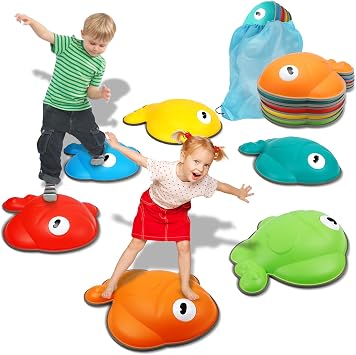TERRAMUS Balance Stepping Stones for Kids, 6PC Non-Slip Jumping Steps Stones, Toddler Obstacle Course Game Promote Coordination, Indoor Outdoor Sensory Toys for Boys Girls Ages 3 4 5 6 7 8