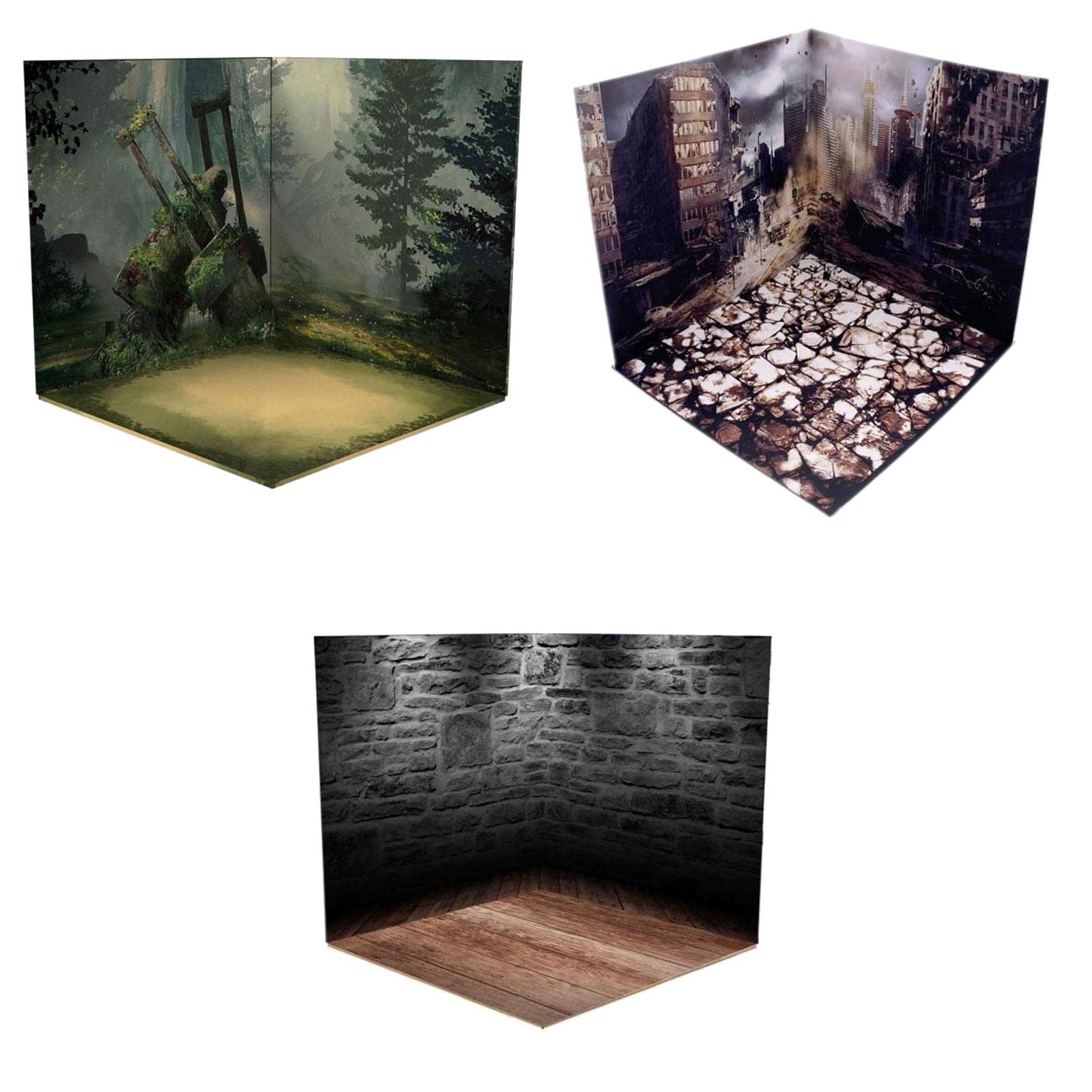 Almencla 3 Pieces 1/12 Backdrop Diorama Storage Scene Organizer for Action Figures