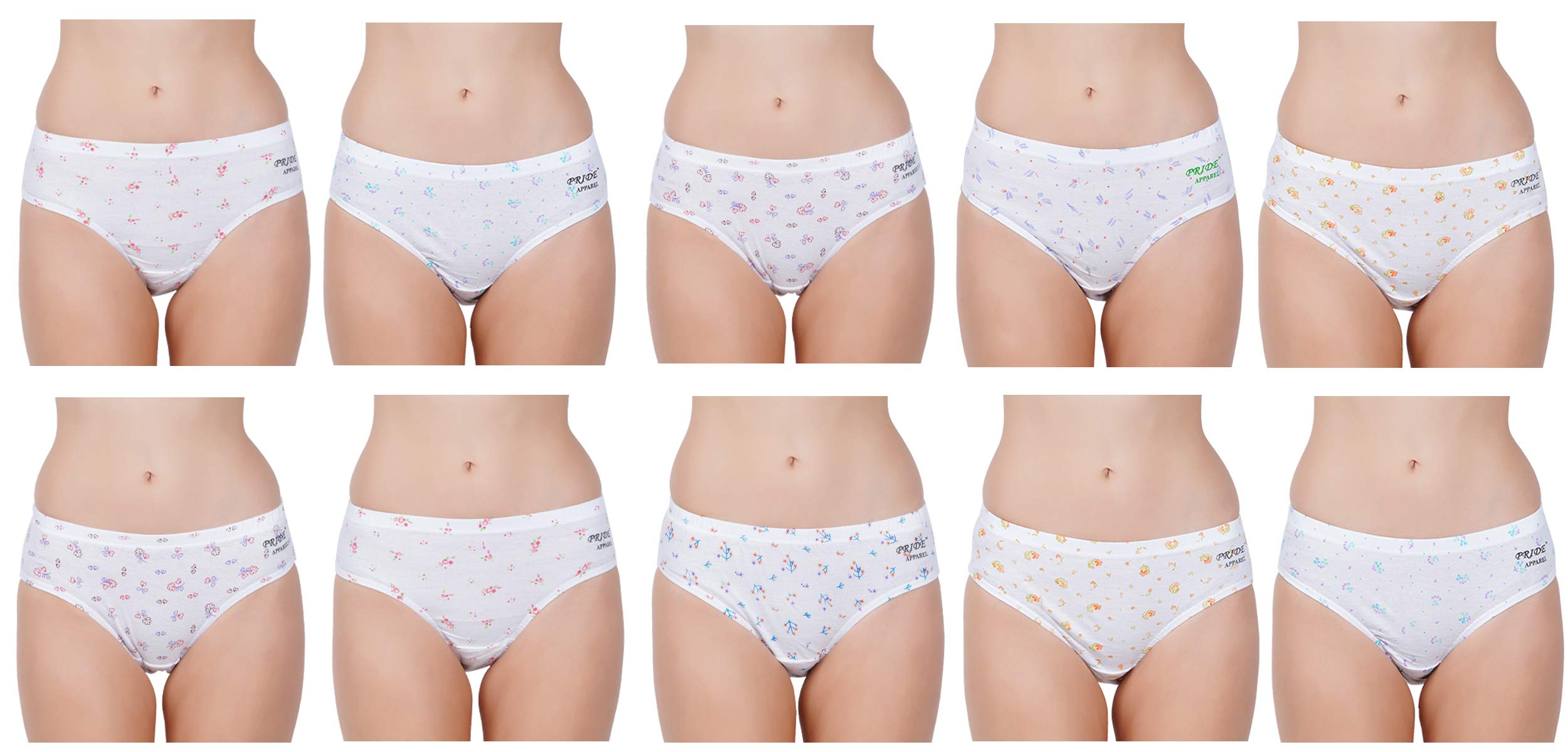 pride apparel 100% Soft Cotton Multicolor Panties Hipster Brief Innerwear for Womens Combo Pack of 10(Wh-10)-picture-37