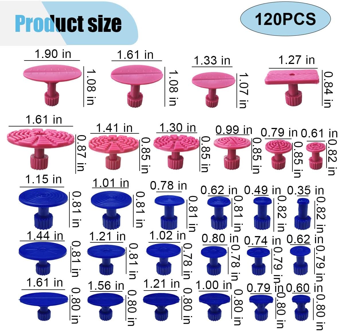 BDZMC 120PCS Car Body Dent Removal Pulling Tabs, Paintless Dent Removal Kit, Automobile Repair Tool, Removal Tool Glue Tabs for Auto Dents, Hail Damage, Dings