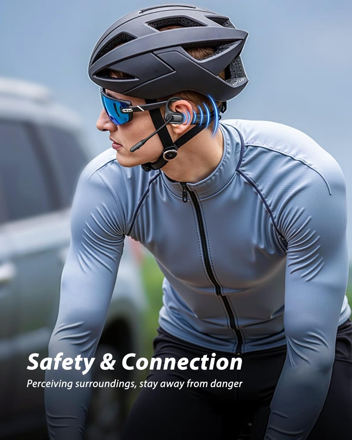 Open Ear Headphones with Mic, 28g Sweatproof Bluetooth Headset with Noise Cancelling & Mute, 20H, Dual Connect, Trucker Bluetooth 5.4 Wireless Headset with Mic for Work, Workout, Driving Call