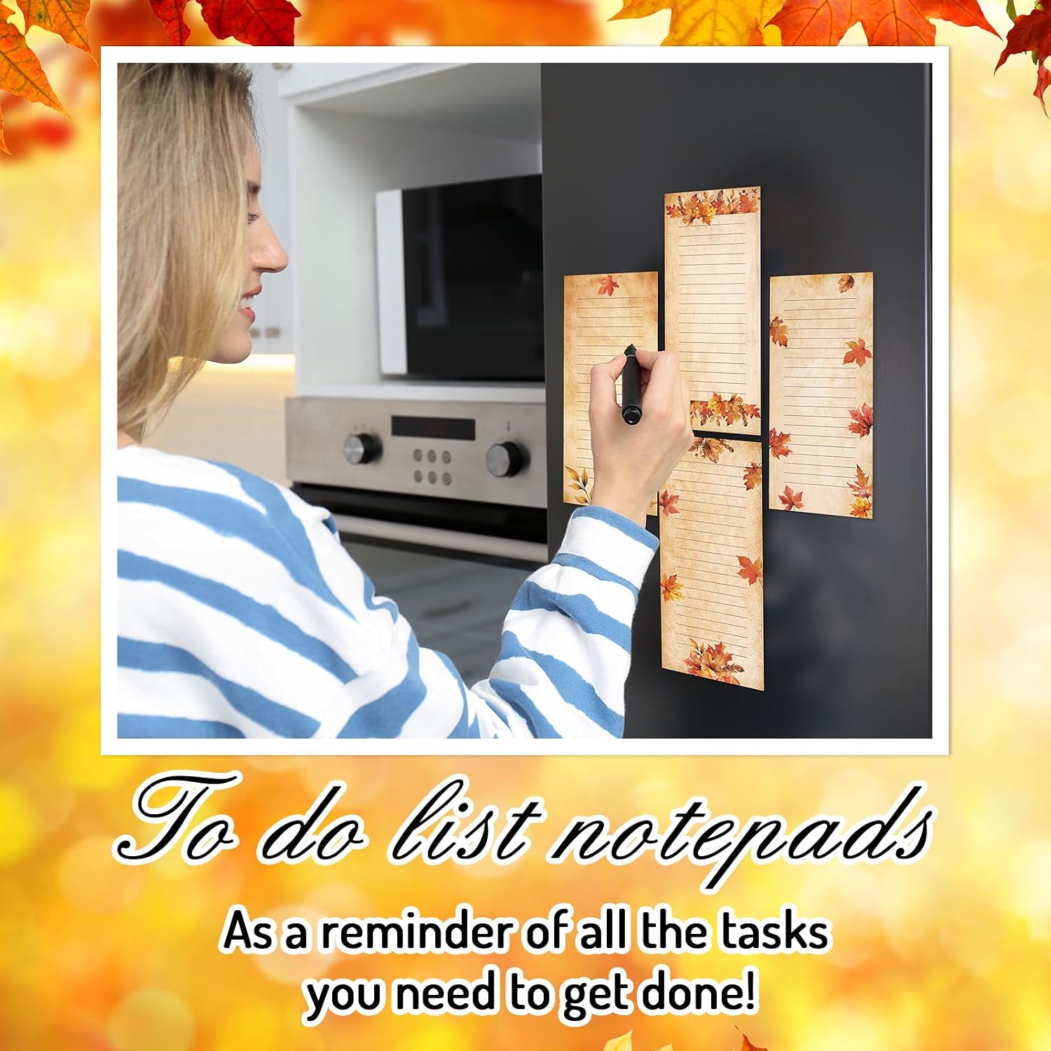 Whaline 4 Pcs Fall Magnetic Notepad Vintage Maple Leaves List to-Do Paper Pad Autumn Leaves Grocery Shopping List Memo Note Pad for Thanksgiving Harvest Home Kitchen Fridge Decor image 3