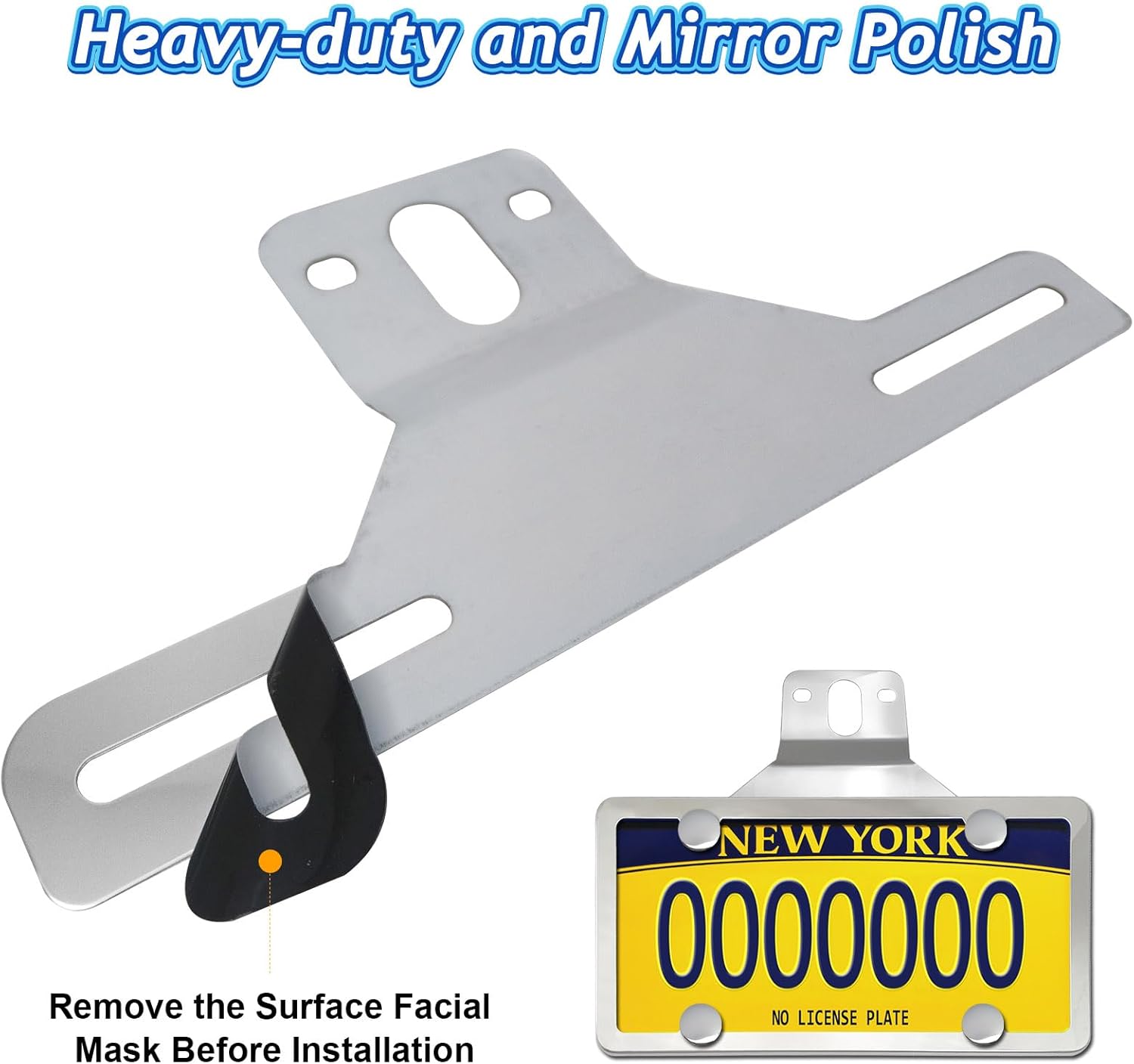 Trailer License Plate Bracket Holder with Stainless Steel Slim Car Tag Frame for Truck, Boats, RVs, Universal License Plates with Mounting Kit