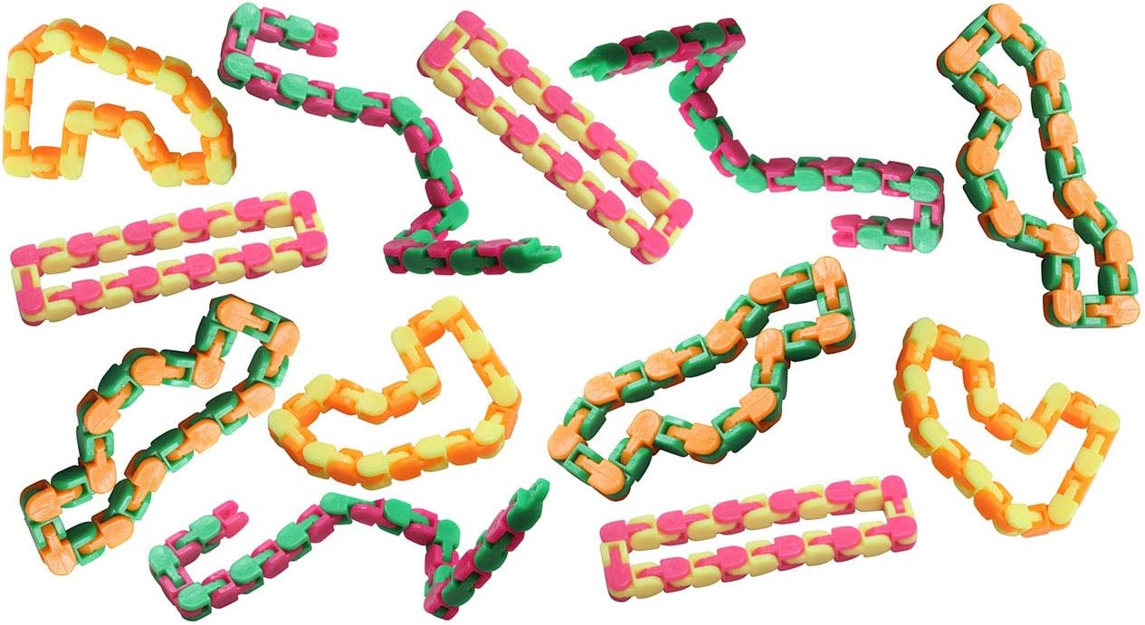 Curious Minds Busy Bags 12 Click and Snap Fidget Toy - Chain Track - Bend and Twist in Wacky Crazy Shapes Puzzle (Set of 12 (1 Dozen))