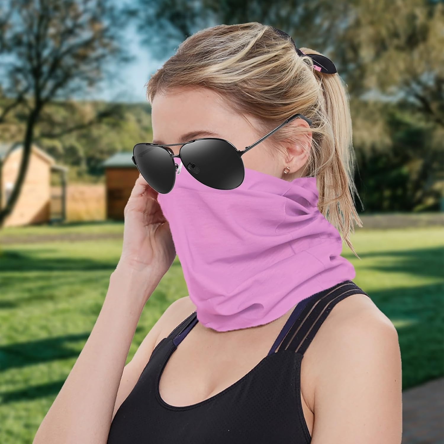 Solid Color Cooling Neck Gaiter Face Mask Lightweight Sun Protection Bandana Multifunctional Headwear Cycling Hiking Sports