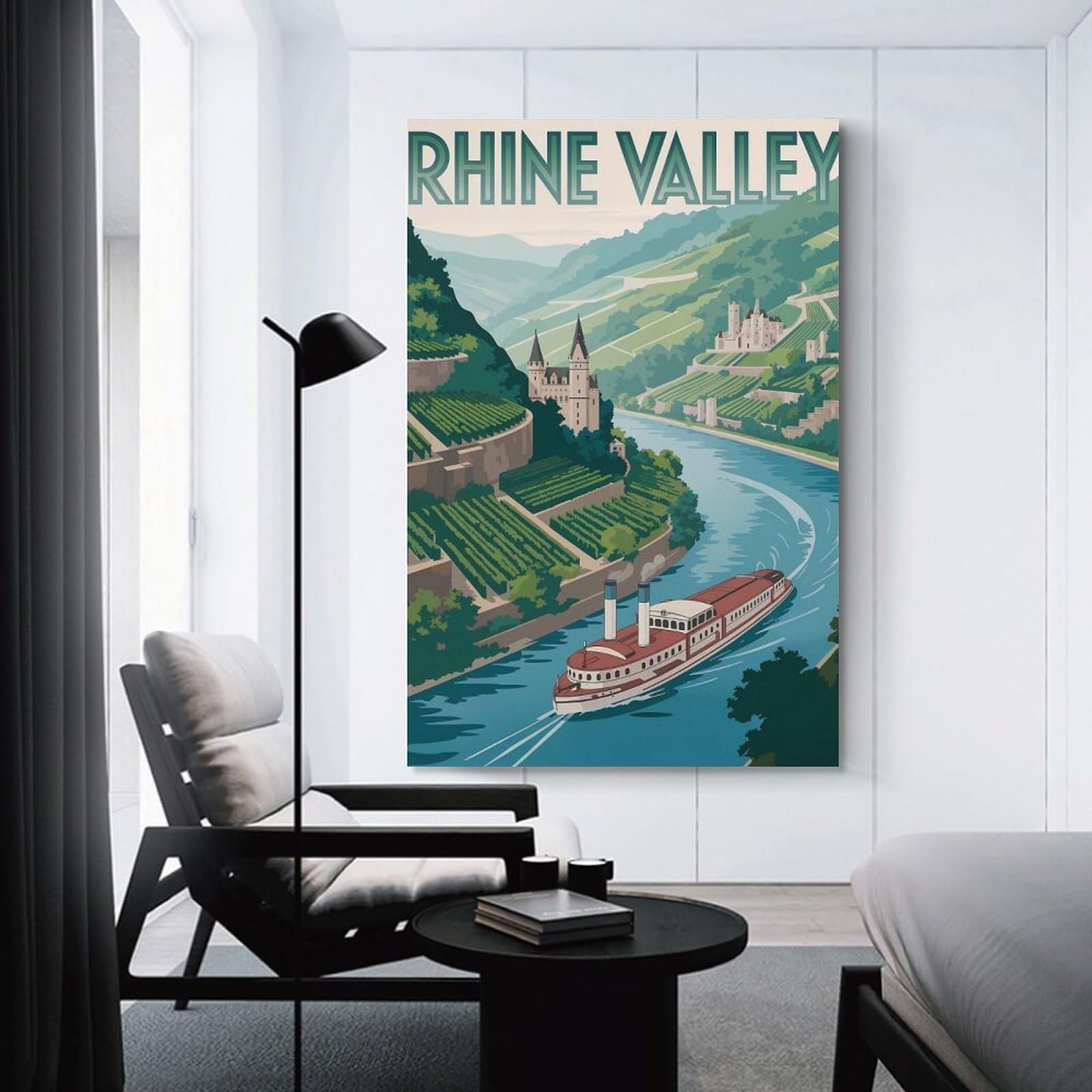 Junmoney Rhine Valley Travel Canvas Wall Decor 20x30inch(50x75cm), for Lounge, Bedroom Or Personal Spaces, A Wall Art Gift for Fresh Interiors