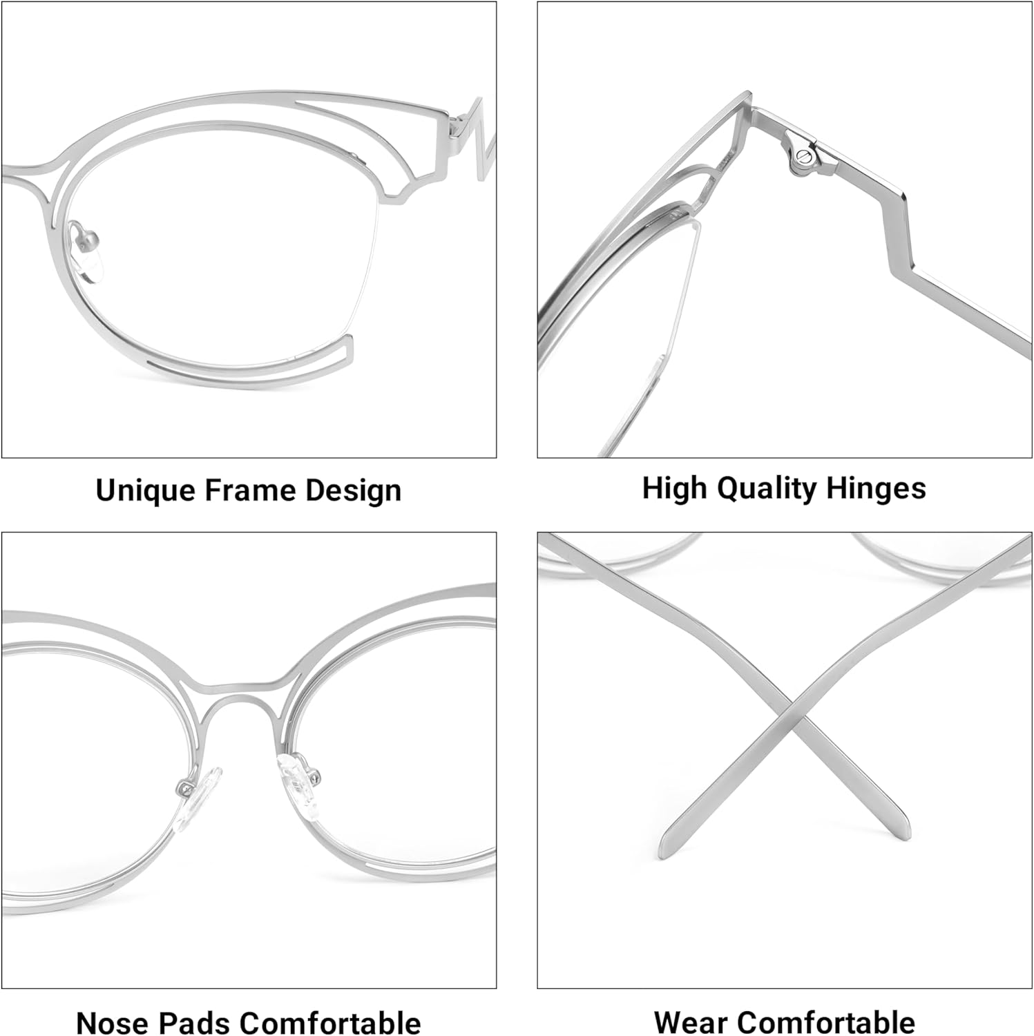 VOOGLAM Oversize Cat Eye Eyeglasses for Women with Non-prescription Clear Lens Maggie GM0340