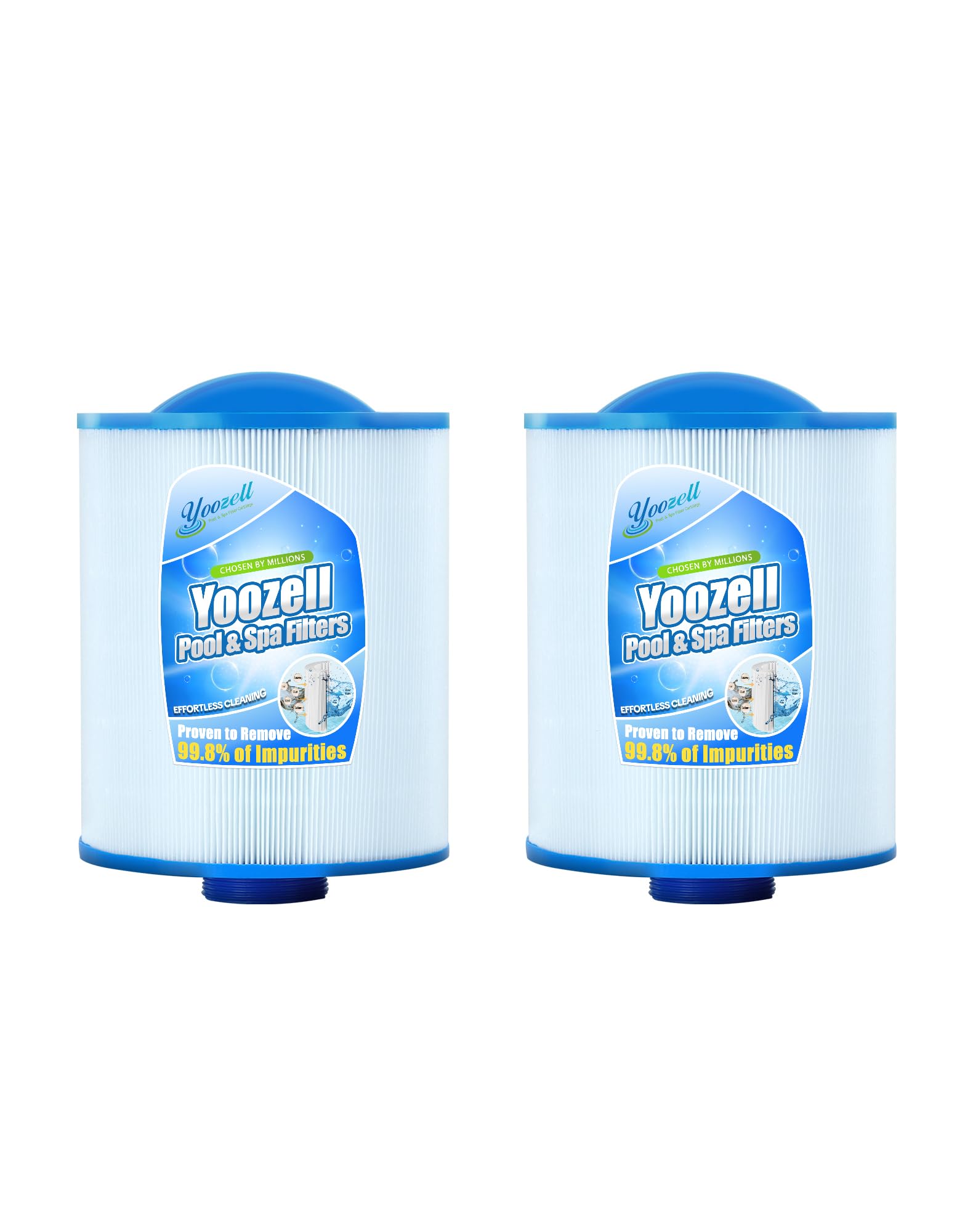 Yoozell PAS50SV-F2M Spa Filter Cartridge Replaces for Unicel 6CH-502, Filbur FC-0311，PAS502SV,M60506,XLS-604,AK-90161,Darlly 60506 Hot Tub Filter, 50 sq.ft Spa Filter Cartridge, 2 Pack