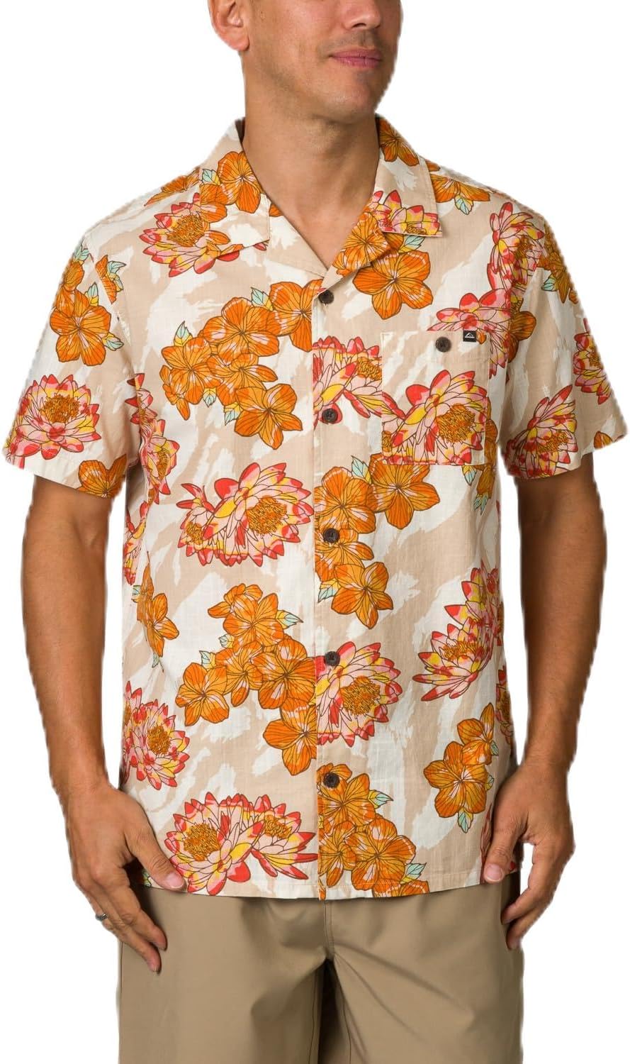 Reef Mens Reef Tafford Short Sleeve 1 Pocket Camp Shirt