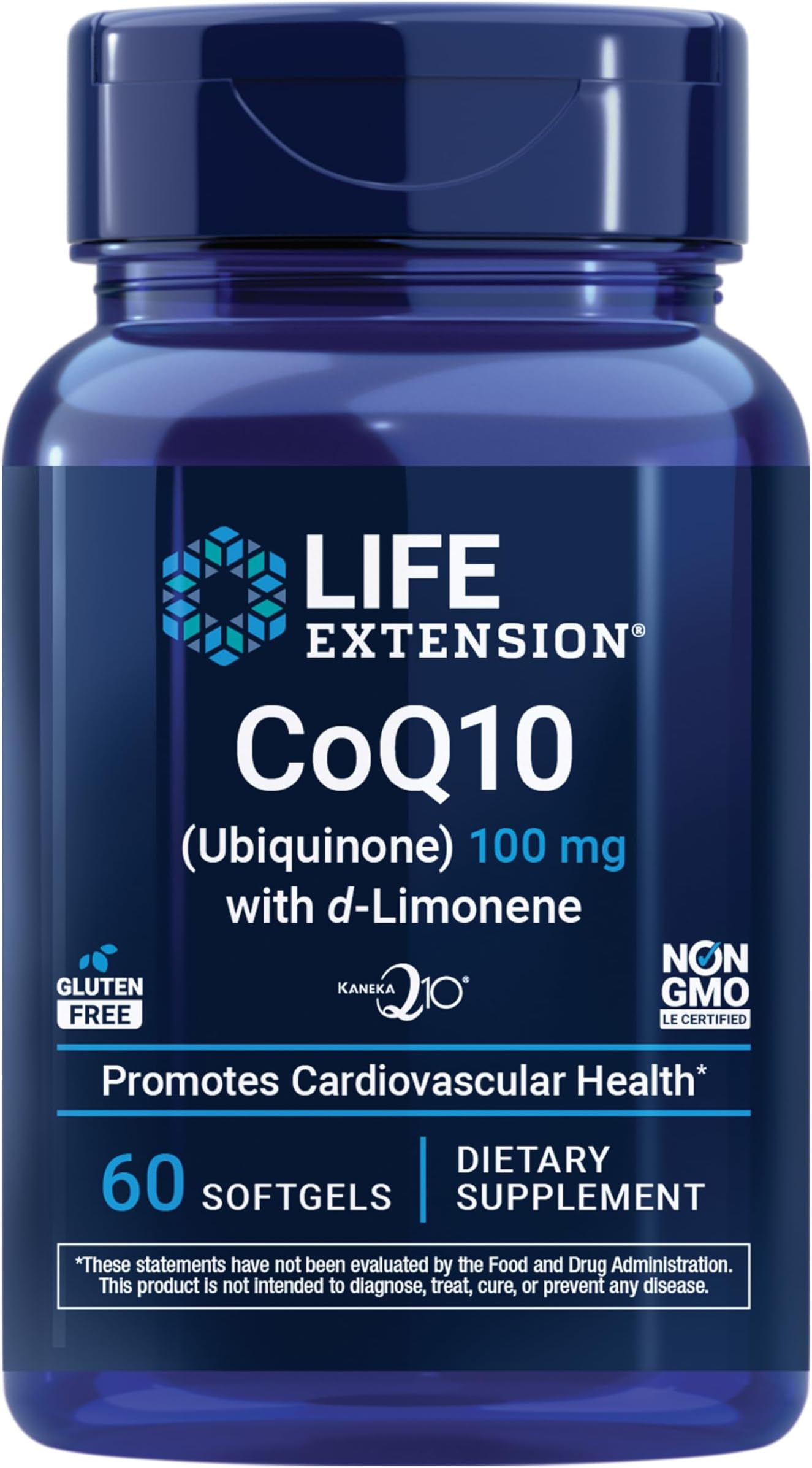 Life Extension CoQ10 (Ubiquinone) with d-Limonene – Heart Health, Fight General Fatigue, Better Absorption – Gluten-Free, Non-GMO – 60 Softgels