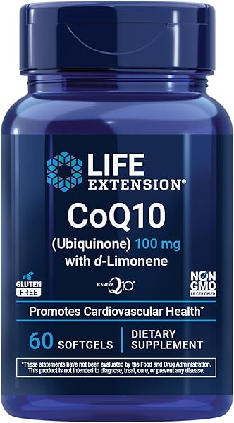 Life Extension CoQ10 (Ubiquinone) with d-Limonene – Heart Health, Fight General Fatigue, Better Absorption – Gluten-Free, Non-GMO – 60 Softgels