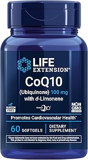 Life Extension CoQ10 (Ubiquinone) with d-Limonene – Heart Health, Fight General Fatigue, Better Absorption – Gluten-Free, Non-GMO – 60 Softgels