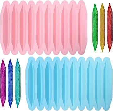 2 Pack 10 Cavity Silicone Crayon Mold Recycling Mold, Double-Tipped Triangular Shape,Reusable Oven Safe 3D Melted Crayon Molds for DIY Making Wax Crayons