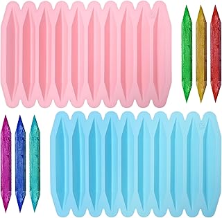 2 Pack 10 Cavity Silicone Crayon Mold Recycling Mold, Double-Tipped Triangular Shape,Reusable Oven Safe 3D Melted Crayon Molds for DIY Making Wax Crayons