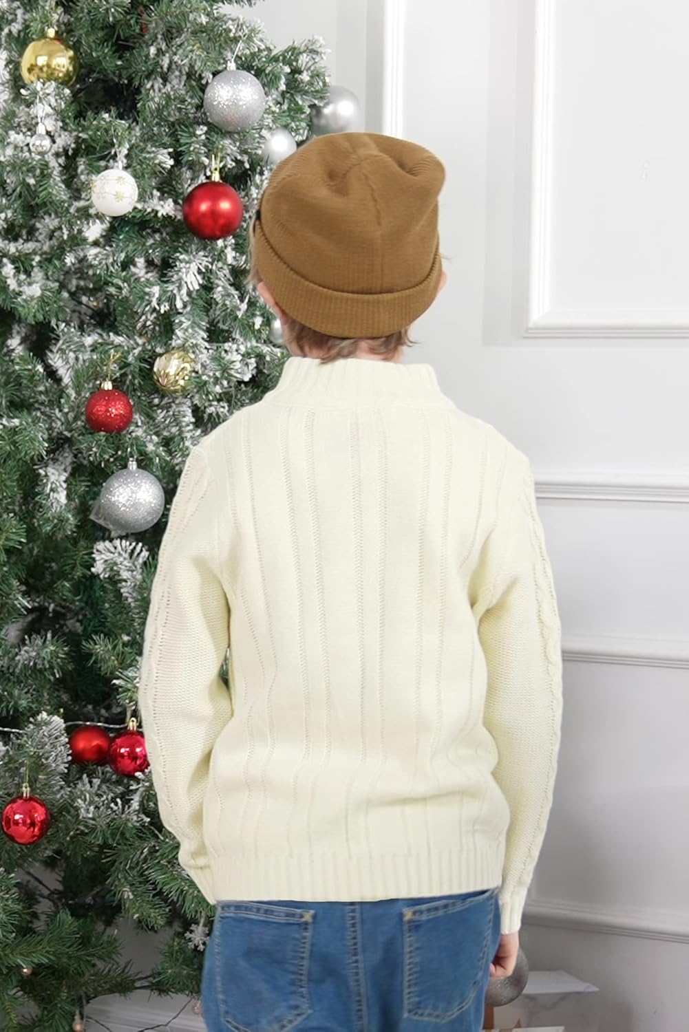 Boyoo Boy's Cable Knitted Sweater Half Zip Lightweight Casual Pullovers for Kids 2-11 Years: Clothing, Shoes & Jewelry