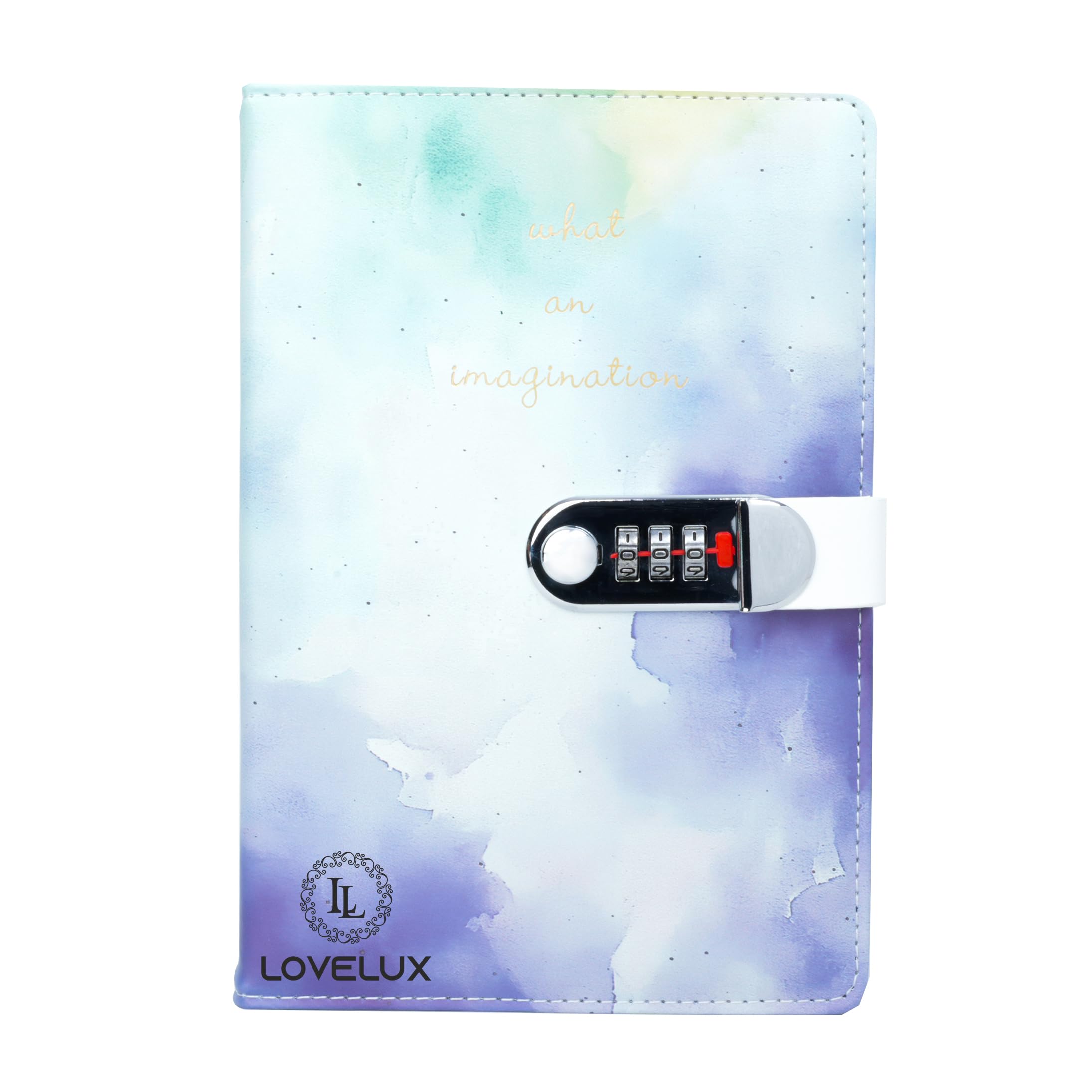 LOVELUX Waterproof Crest 2026 Diary with Dates, A5 80 GSM Full 224 Page Per Day with Monthly Calendar and Combination Lock, 365 Days New Year Diary, Leather Textured PU Cover and Pen Holder Daily Planner Marble Print Pink