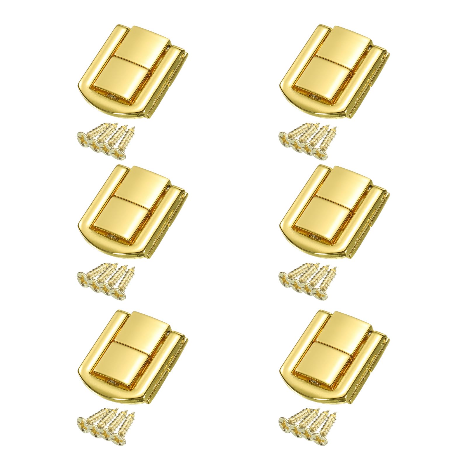 sourcing map 6pcs Toggle Catch Lock, 1" x 0.8" Hasp Lock Latch Mini Hasp Clasp with Mounting Screws for Jewelry Box Gift Box Wooden Cabinet, Bright Gold