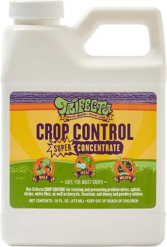Trifecta Crop Control Super Concentrate - Pesticida natural, fungicida, acicida, insecticida, elimina ácaros, moho polvoriento, botrytis, moho y más