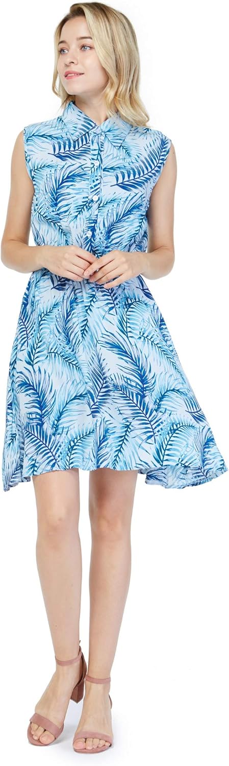 Matchable Family Hawaiian Luau Men Women Girl Boy Clothes in Simply Blue Leaves - Image 2