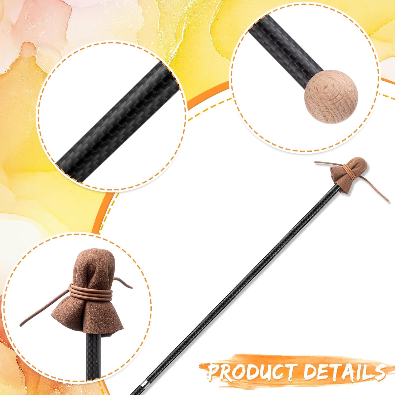 Patelai Mahl Stick for Steadying Painter Hand 32.7 Inch Carbon Fiber Drawing Tool Artist's Painter's Hand Rest Tool with Artificial Leather for Painting Art Watercolor Oil Paint Sketching Supplies
