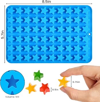 JOERSH Star Candy Molds, 240 Cavities, 4Pcs | Silicone Molds, Non Stick, For Hard Candy, Gummy, Caramels, Chocolate, Ganache, Ice Cubes