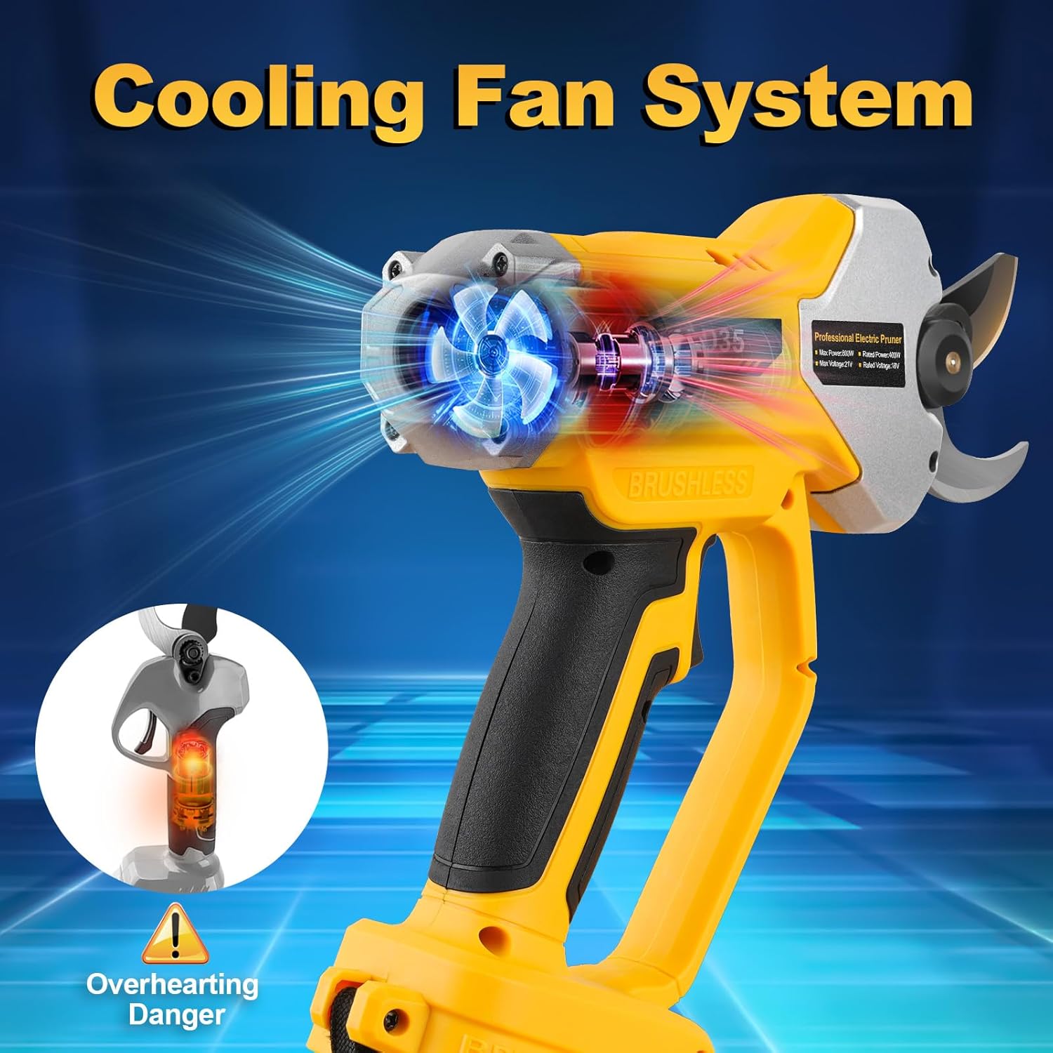 Electric Pruning Shears Cordless Compatible with DEWALT 20V Battery,1.4 Inch(35mm) Cordless Pruner Brushless Tree Trimmer Branch Cutter Garden Tool LCD Display & SK5 Blades(Only Pruner Body)