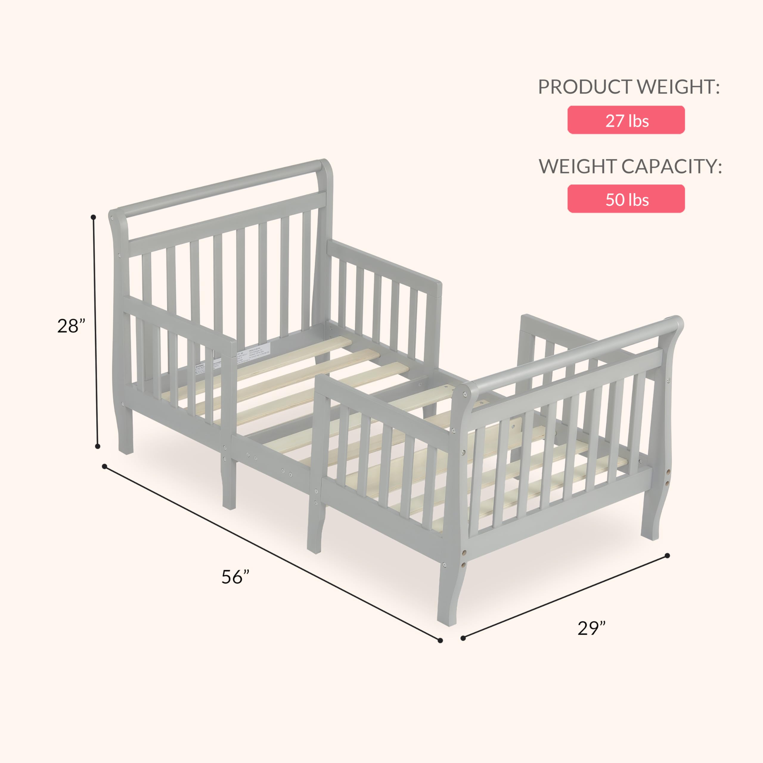 Amazon.com : Dream On Me Emma 3-in-1 Convertible Wooden Toddler