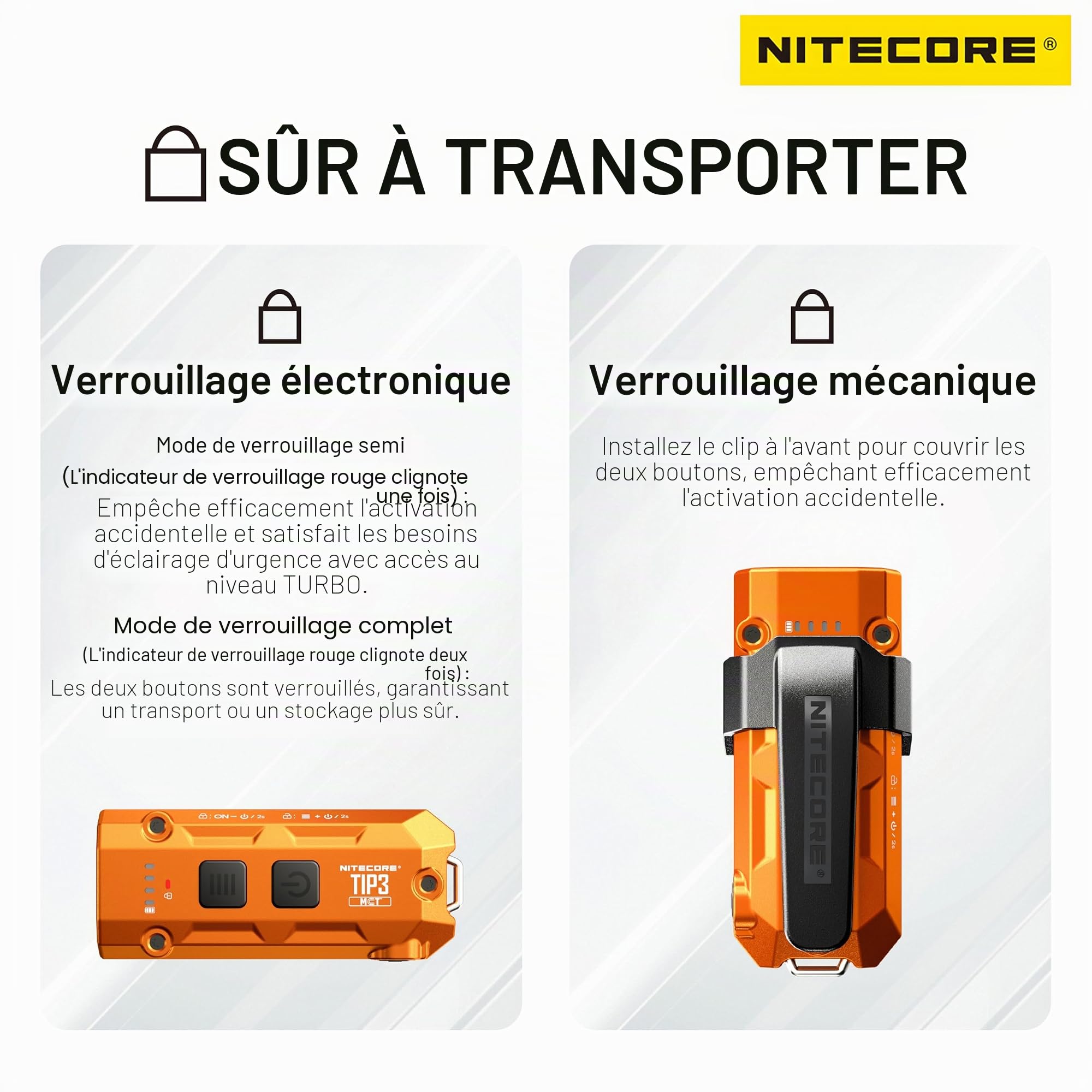 Nitecore TIP3 Porte-clés métallique avec plusieurs températures de couleur (Noir)