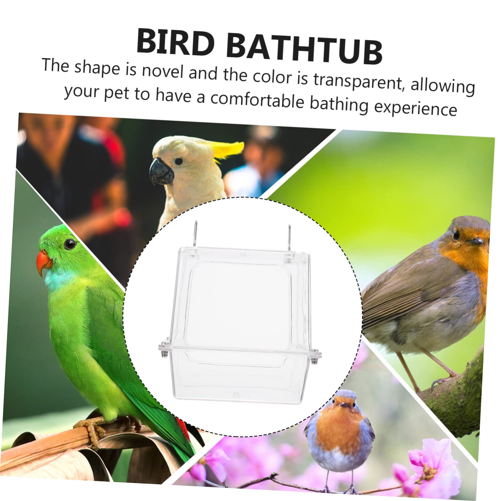 Hängende Vogelbadewanne aus Bruchfestem Material mit Duschbox Vogelbadebox für Käfig Außenseite Vogelbäder für Papageien und Kleine Vögel
