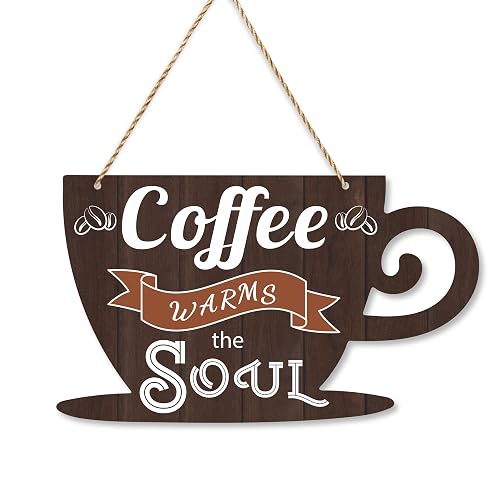 Coffee Hanging Decor Sign, Coffee Warms the Soul Wall Decor