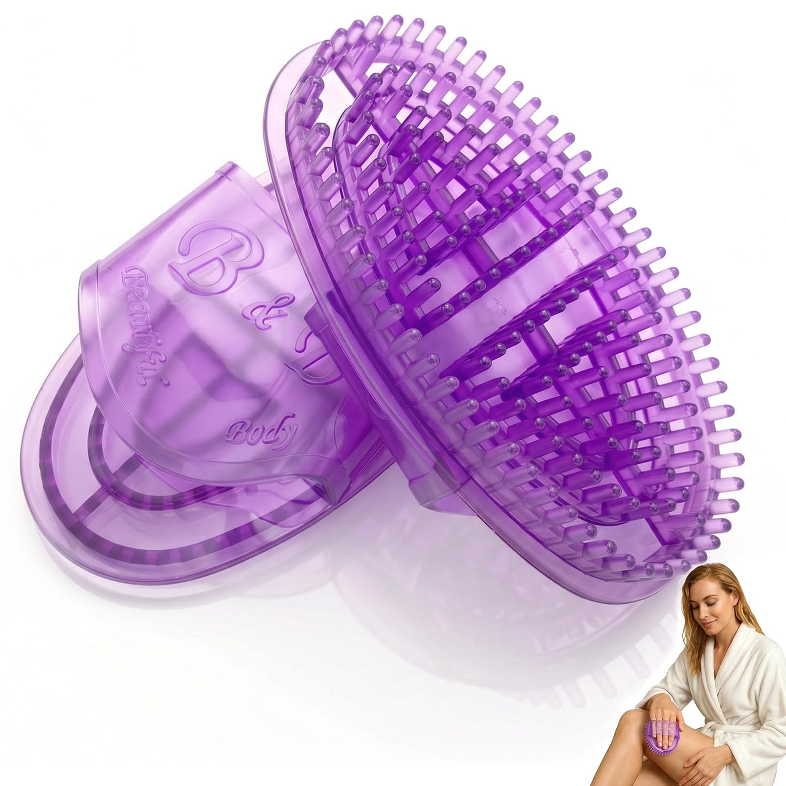 2 Pcs Meridian Massage Brush,Silicone Massage Brush for Belly,Magnetic Meridian Brush,Meridian Brush for Belly,for Back & Leg - Circulation Boost,for Full Body Spa Massager Relaxation (Purple)