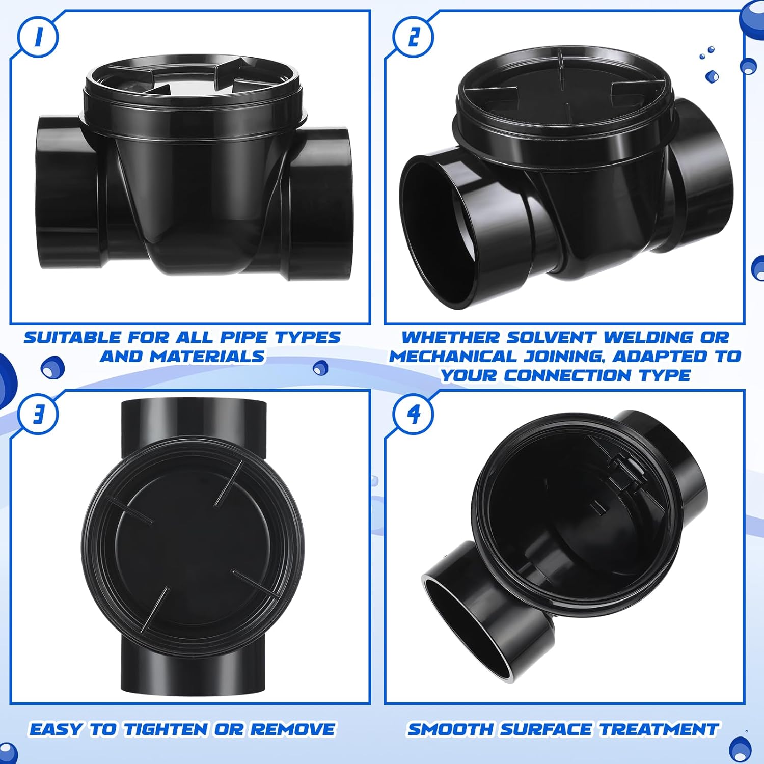 Tondiamo 3 Inch Backwater Valve Drain Backflow Preventer Valve Prevent Sewage and Rainwater from Flowing Back(Black ABS)