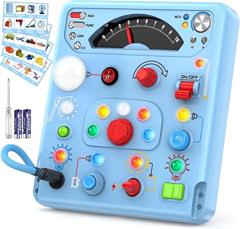 Tozuoup Busy Board Montessori Toys with 13 LED Lights and 10 Switches