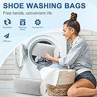 Vista 6 de Shoe Washing Machine Bag,Shoe Laundry Bags for Sneakers, Reusable Shoe Cleaning Bag for All Shoe Sizes Gris