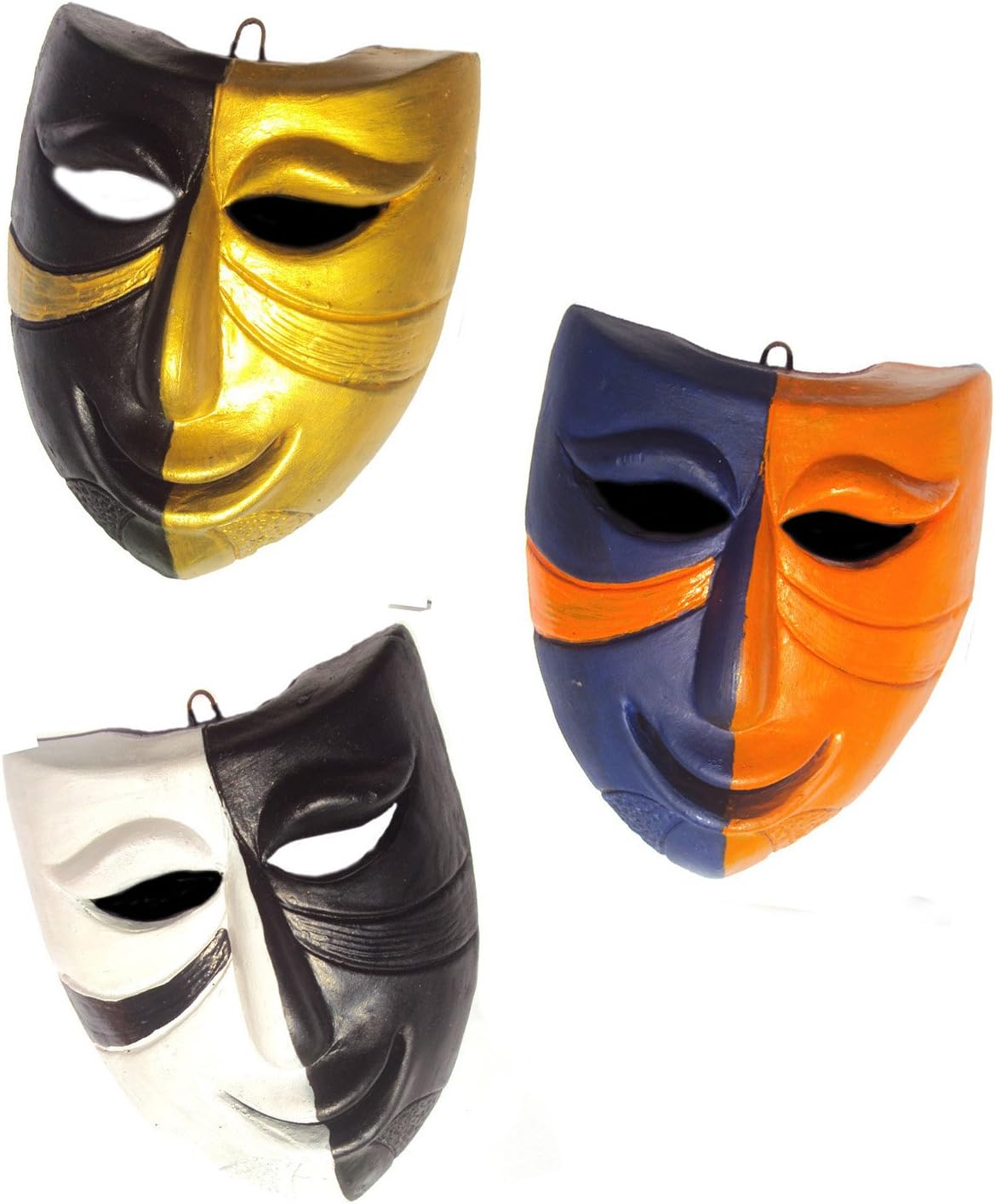 Hand Art Terracotta Handcrafted Home Hanging Laughing Decorative Mask for Wall , Room Decor and Gifts -Combo 3 Pieces