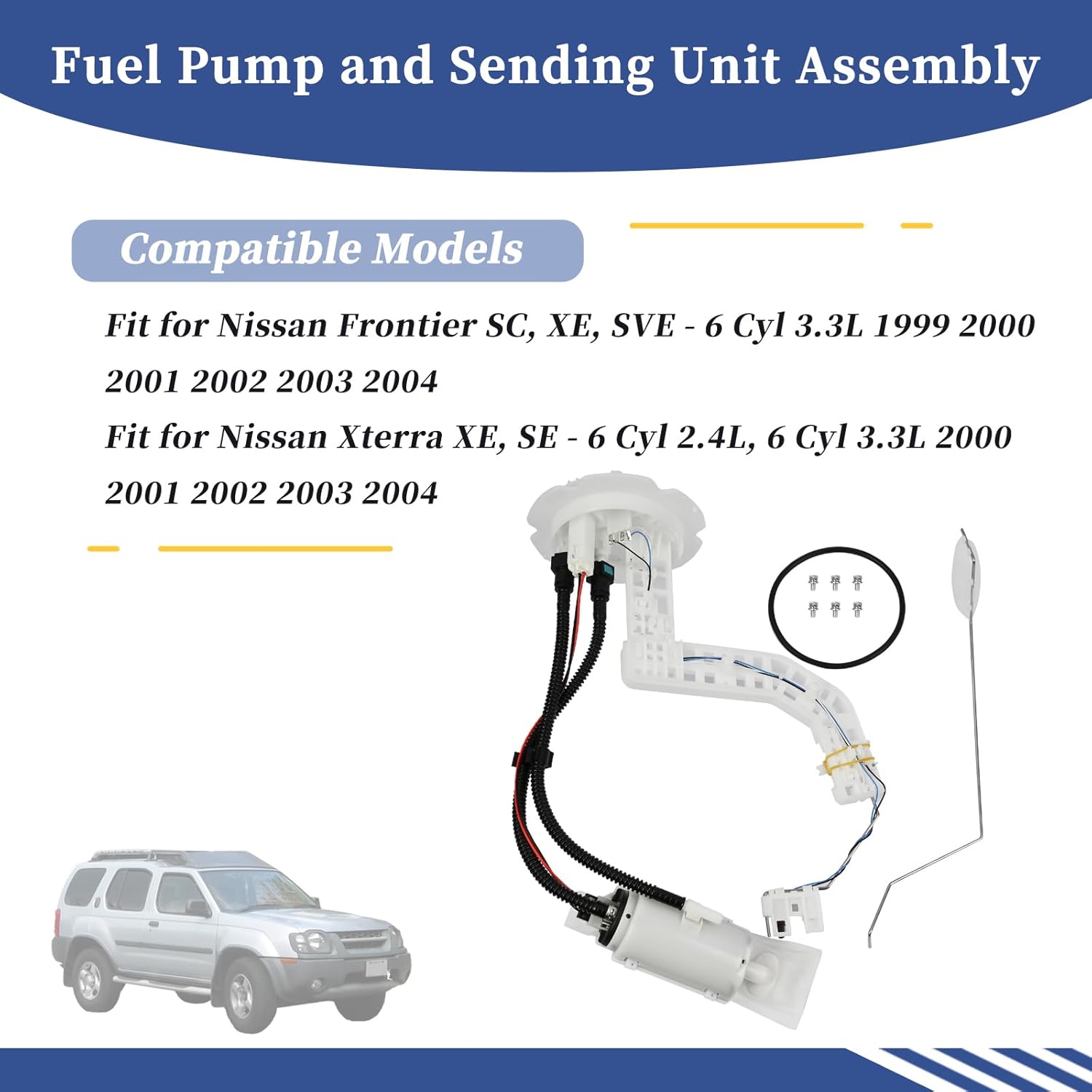 25060-4S426 Fuel Pump and Sending Unit Assembly Compatible with Nissan Frontier/Xterra 1999-2004 - Complete Fuel Module with Tank Gauge, Pump & Mounting Bracket