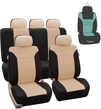 FH Group FB065115 Classic Khaki Seat Covers Beige Full Set with Gift Universal Fit for Cars Trucks & SUVs