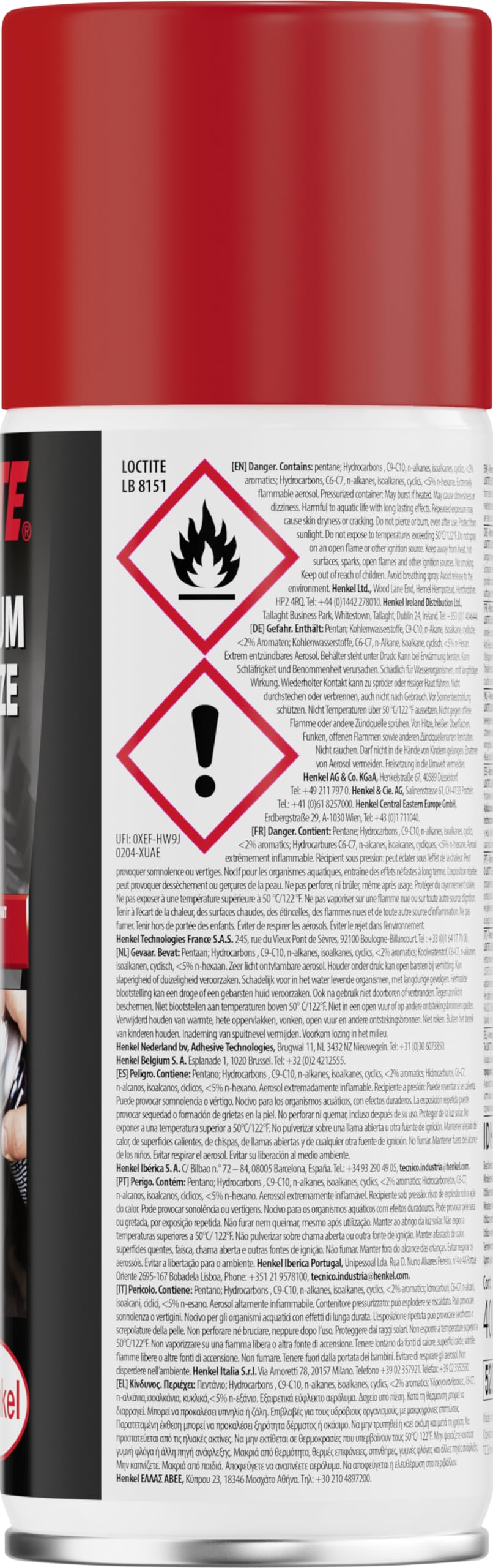 LOCTITE LB 8201 Multifunktionsspray 400 Ml – Kriechöl Zum Lösen, Schmieren, Reinigen Und Korrosionsschutz Von -20°C Bis +150°C