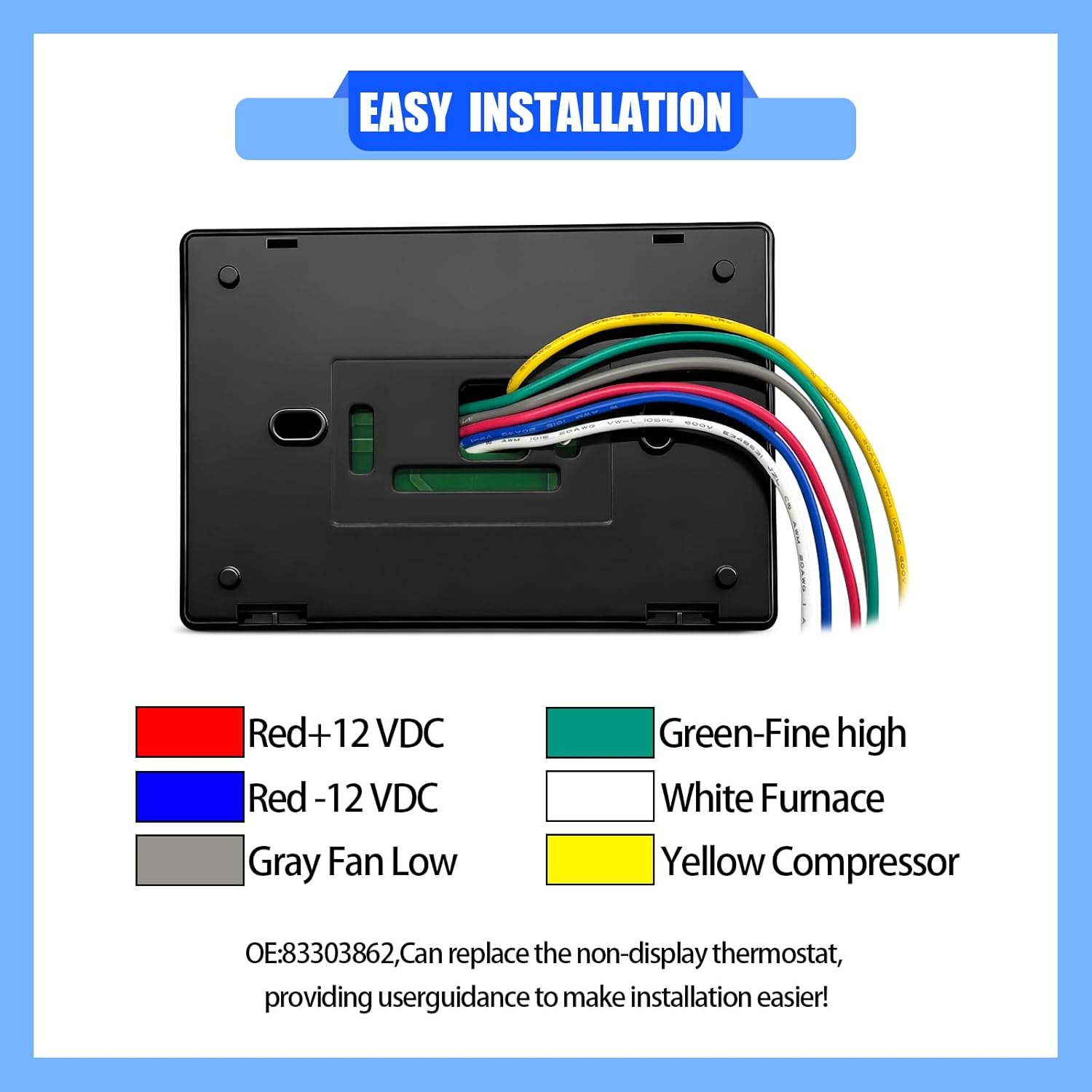 83303862 RV Digital Thermostat Replacement for Heat/Cool T-Stat Wall Coleman Mach 8330 Series 83303362 8330-336 337 338 339 368 386 Wall AC Thermostat